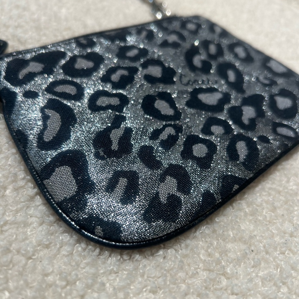 Coach Madison Ocelot Black/Silver Metallic Leopard Animal Print Wristlet - Picture 2 of 3